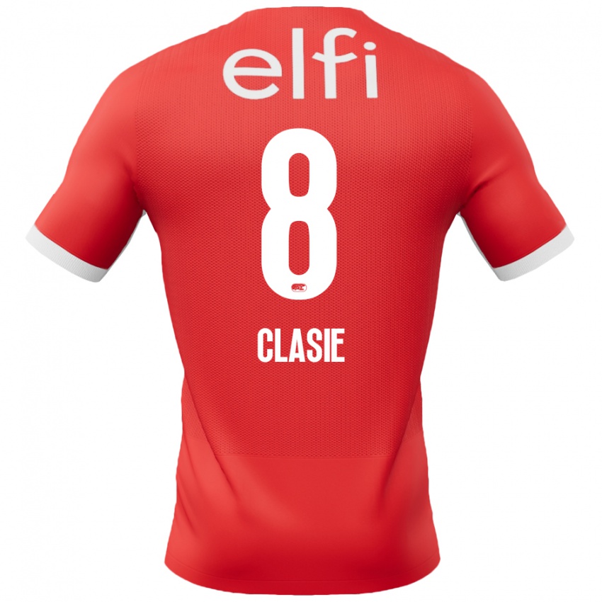 Bambino Maglia Jordy Clasie #8 Rosso Bianco Kit Gara Home 2024/25 Maglietta