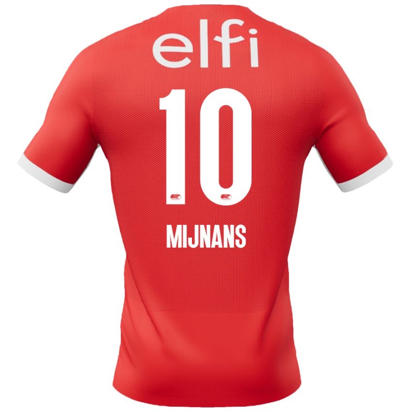 Bambino Maglia Sven Mijnans #10 Rosso Bianco Kit Gara Home 2024/25 Maglietta