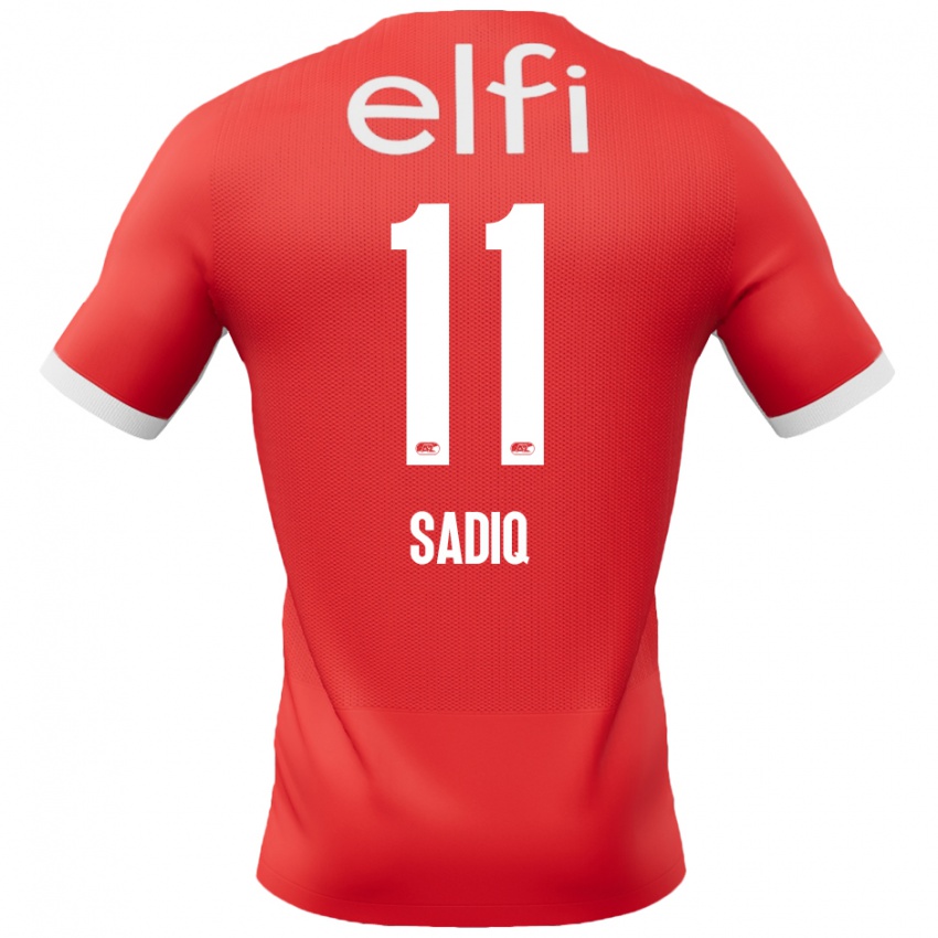 Bambino Maglia Ibrahim Sadiq #11 Rosso Bianco Kit Gara Home 2024/25 Maglietta