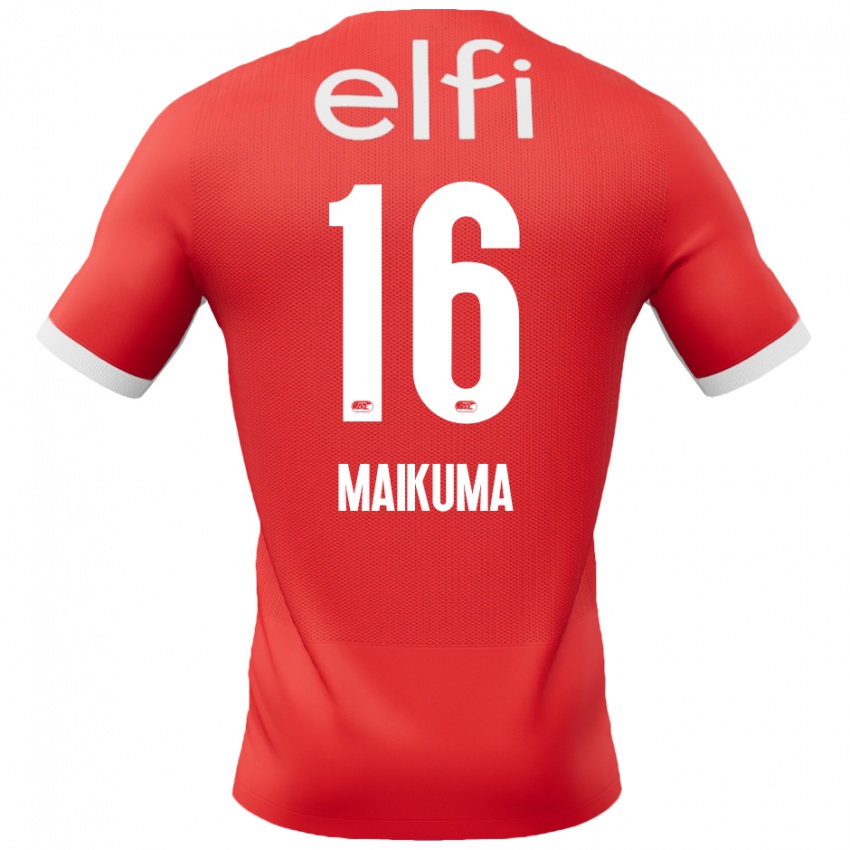 Bambino Maglia Seiya Maikuma #16 Rosso Bianco Kit Gara Home 2024/25 Maglietta