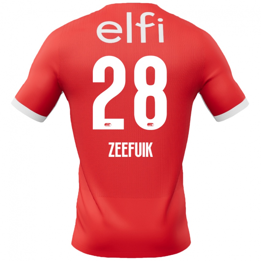 Bambino Maglia Lequincio Zeefuik #28 Rosso Bianco Kit Gara Home 2024/25 Maglietta