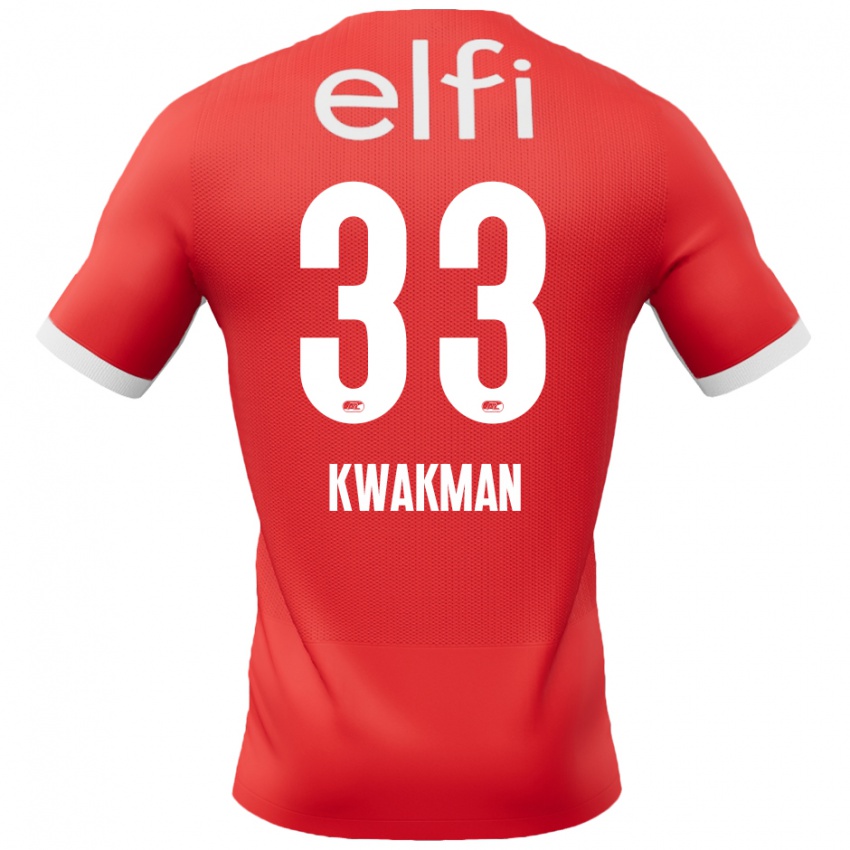 Bambino Maglia Dave Kwakman #33 Rosso Bianco Kit Gara Home 2024/25 Maglietta