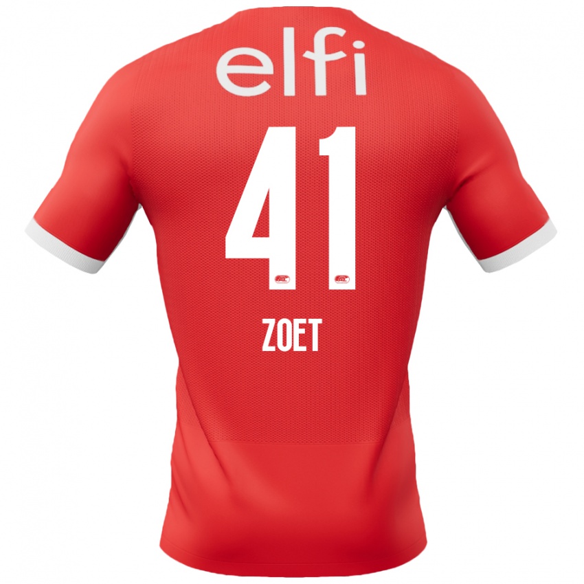 Bambino Maglia Jeroen Zoet #41 Rosso Bianco Kit Gara Home 2024/25 Maglietta