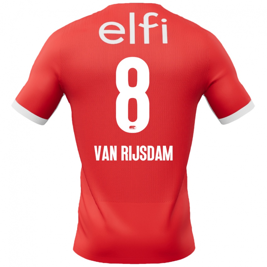 Bambino Maglia Julian Van Rijsdam #8 Rosso Bianco Kit Gara Home 2024/25 Maglietta