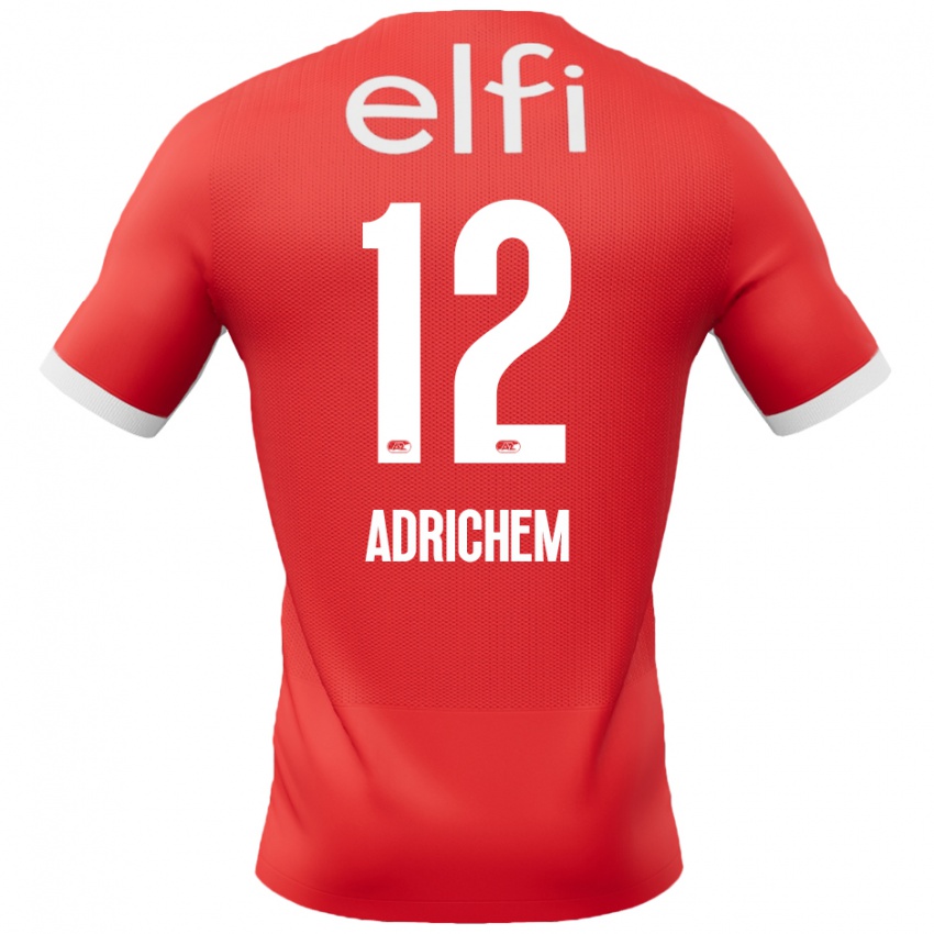 Bambino Maglia Mees Adrichem #12 Rosso Bianco Kit Gara Home 2024/25 Maglietta