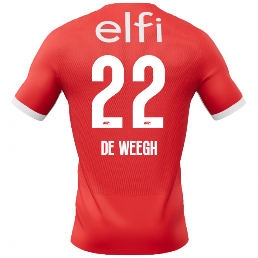 Bambino Maglia Bo Op De Weegh #22 Rosso Bianco Kit Gara Home 2024/25 Maglietta