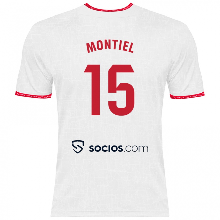 Bambino Maglia Gonzalo Montiel #15 Bianco Rosso Kit Gara Home 2024/25 Maglietta