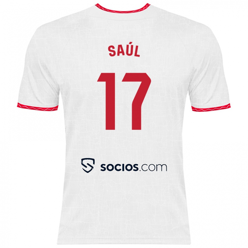 Bambino Maglia Saul Niguez #17 Bianco Rosso Kit Gara Home 2024/25 Maglietta