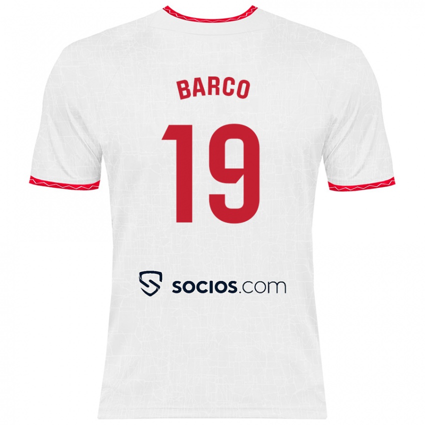 Bambino Maglia Valentin Barco #19 Bianco Rosso Kit Gara Home 2024/25 Maglietta