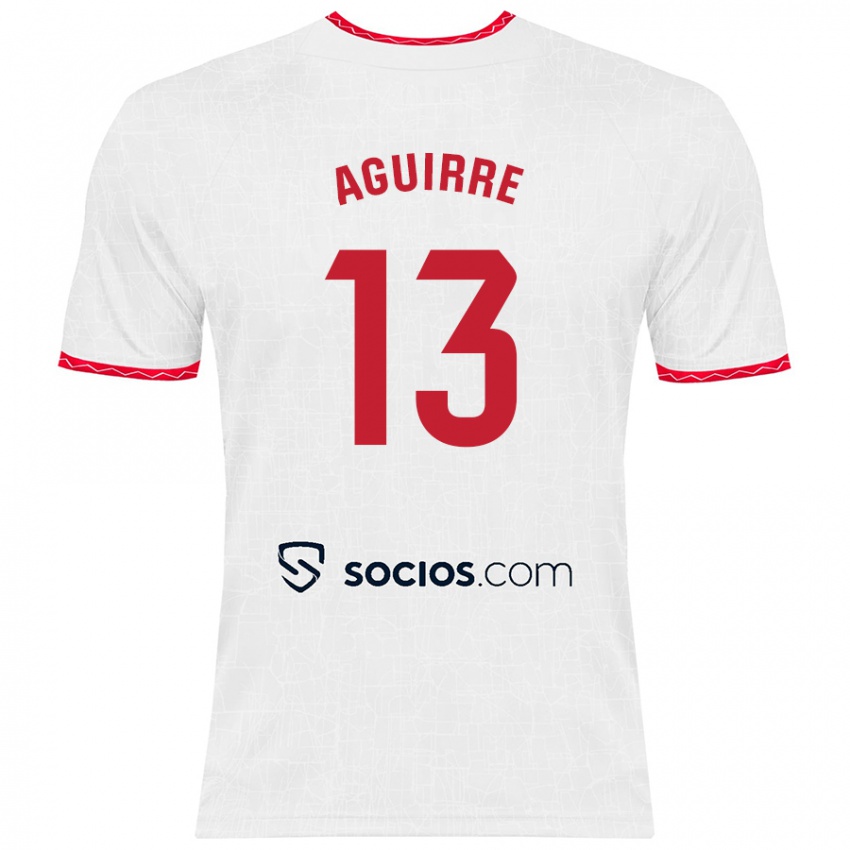 Bambino Maglia Yolanda Aguirre #13 Bianco Rosso Kit Gara Home 2024/25 Maglietta