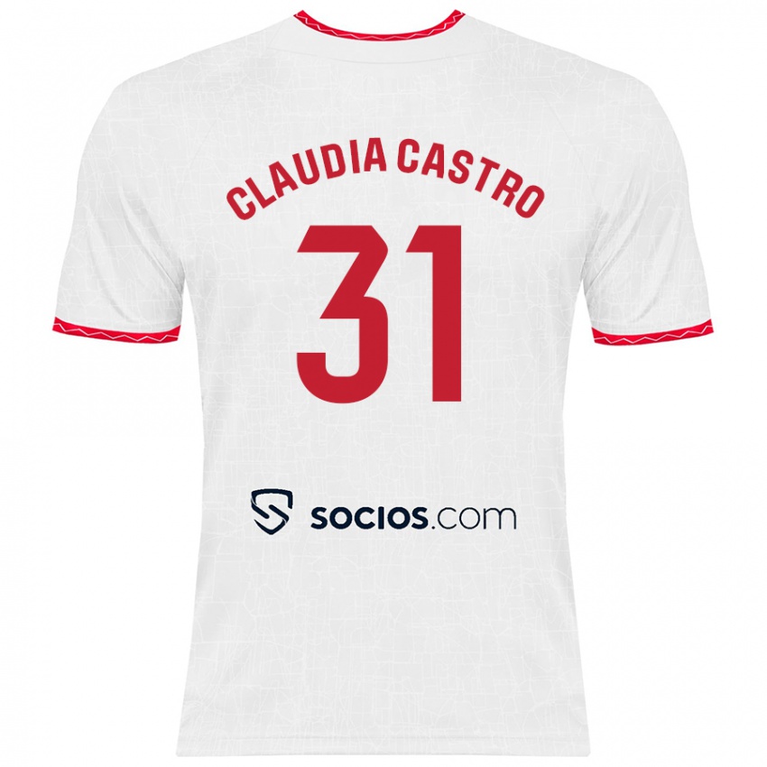 Bambino Maglia Claudia Castro Romero #31 Bianco Rosso Kit Gara Home 2024/25 Maglietta