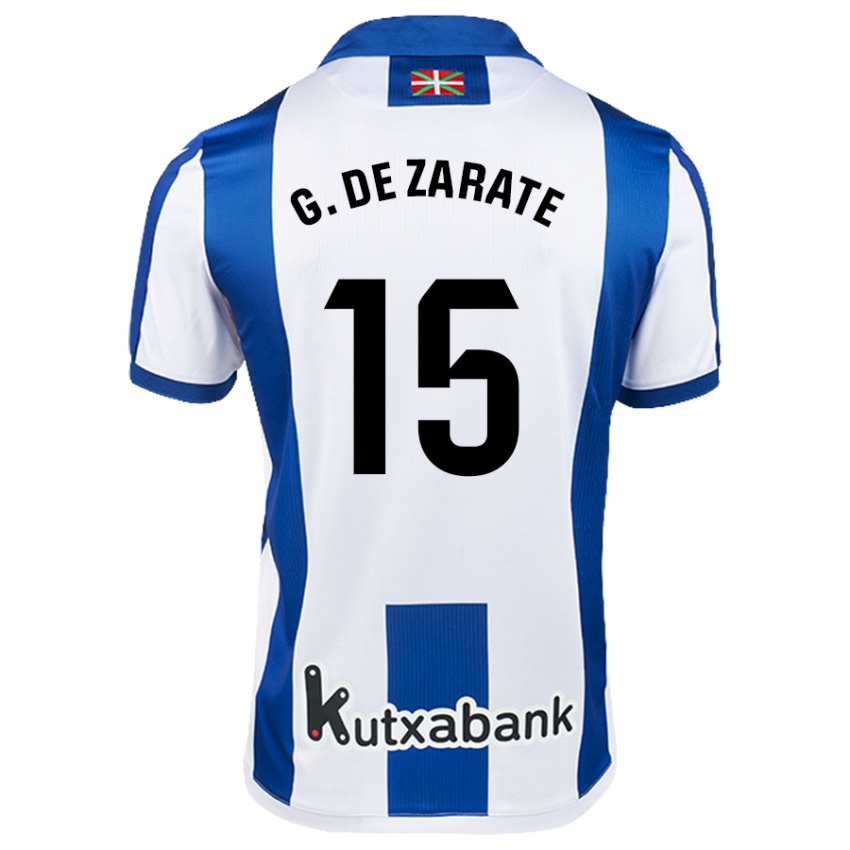 Bambino Maglia Urko González De Zarate #15 Bianco Blu Kit Gara Home 2024/25 Maglietta