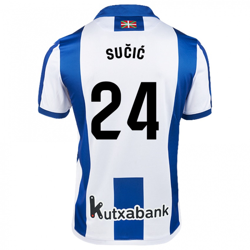 Bambino Maglia Luka Sucic #24 Bianco Blu Kit Gara Home 2024/25 Maglietta