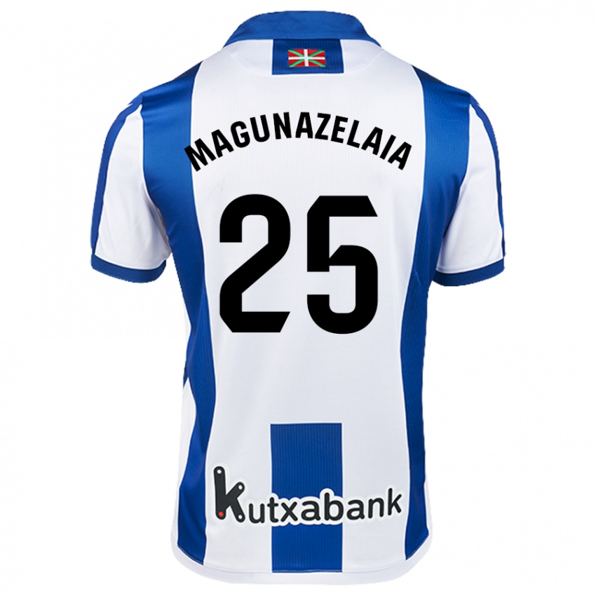 Bambino Maglia Jon Magunazelaia #25 Bianco Blu Kit Gara Home 2024/25 Maglietta