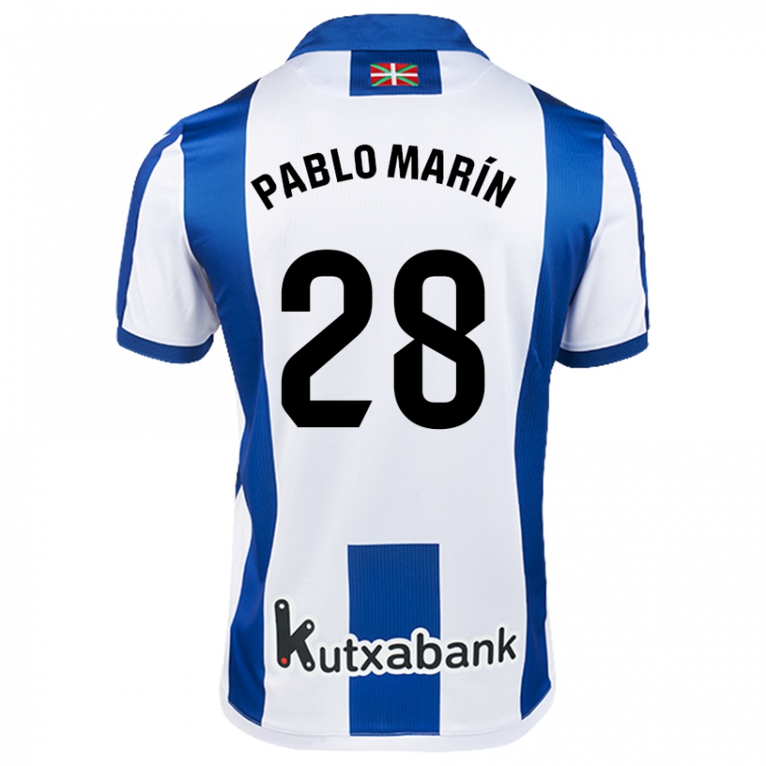 Bambino Maglia Pablo Marín #28 Bianco Blu Kit Gara Home 2024/25 Maglietta