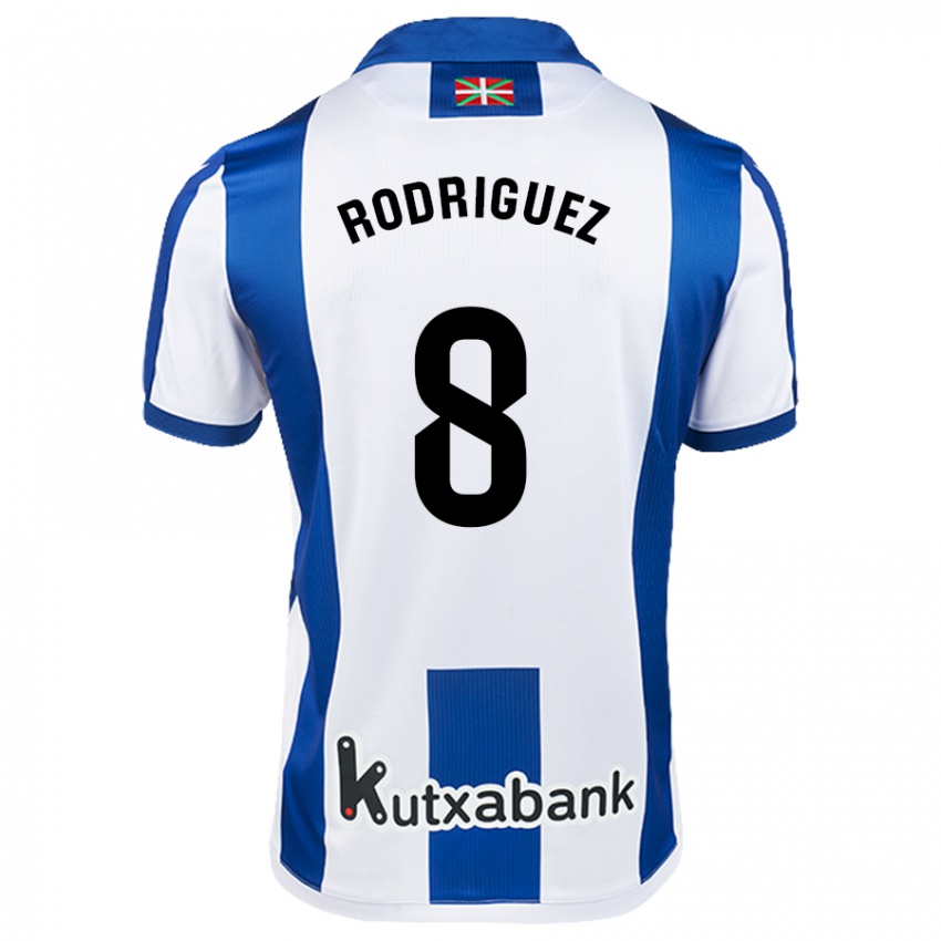 Bambino Maglia Mikel Rodriguez #8 Bianco Blu Kit Gara Home 2024/25 Maglietta