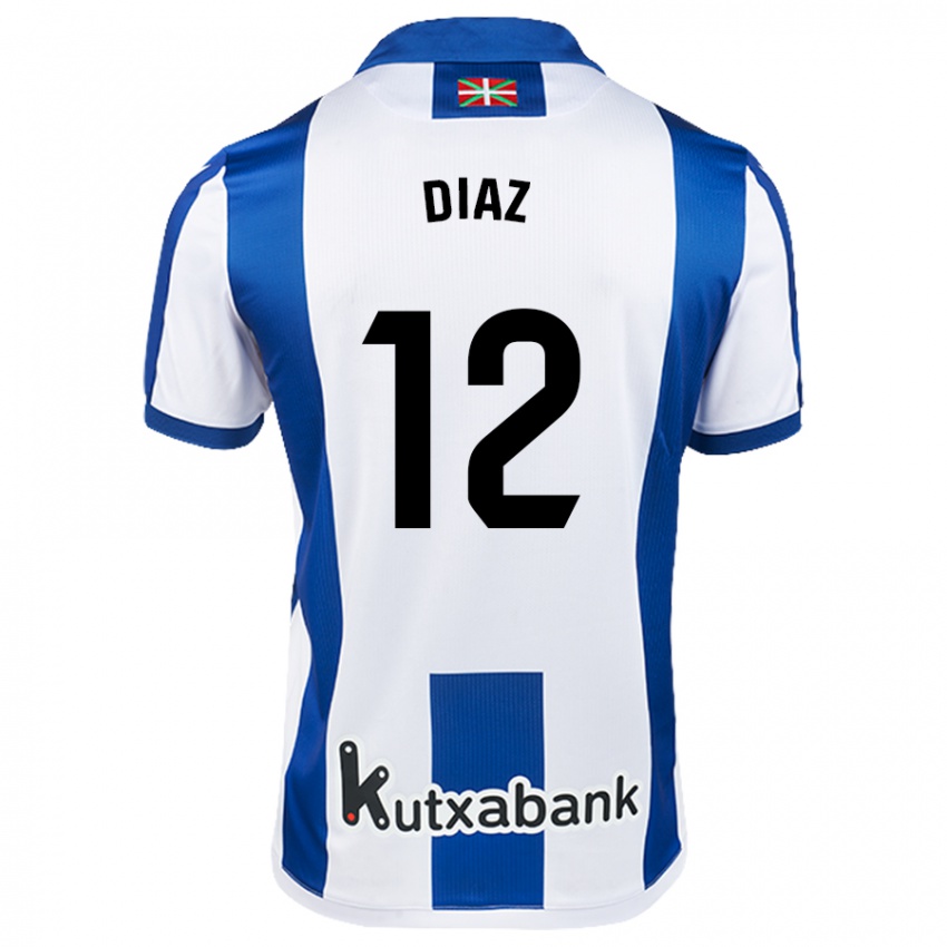 Bambino Maglia Ekain Díaz #12 Bianco Blu Kit Gara Home 2024/25 Maglietta