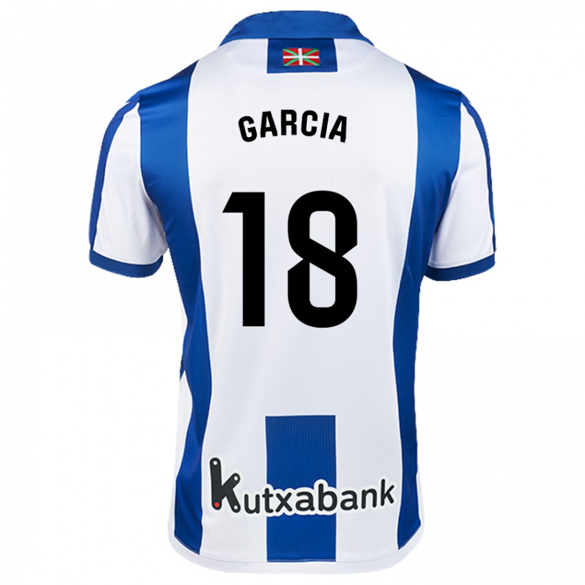 Bambino Maglia Eder García #18 Bianco Blu Kit Gara Home 2024/25 Maglietta