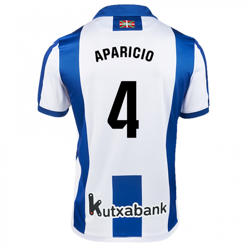 Bambino Maglia Nahia Aparicio Jaular #4 Bianco Blu Kit Gara Home 2024/25 Maglietta