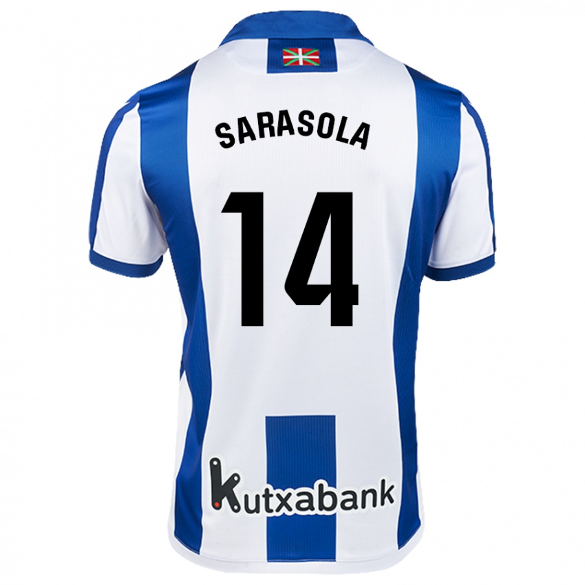 Bambino Maglia Izarne Sarasola Beain #14 Bianco Blu Kit Gara Home 2024/25 Maglietta