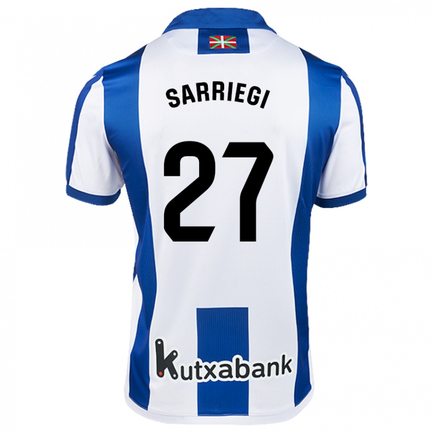 Bambino Maglia Nora Sarriegi #27 Bianco Blu Kit Gara Home 2024/25 Maglietta