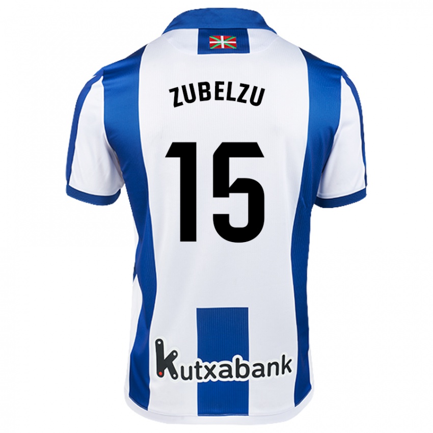 Bambino Maglia Julen Zubelzu #15 Bianco Blu Kit Gara Home 2024/25 Maglietta