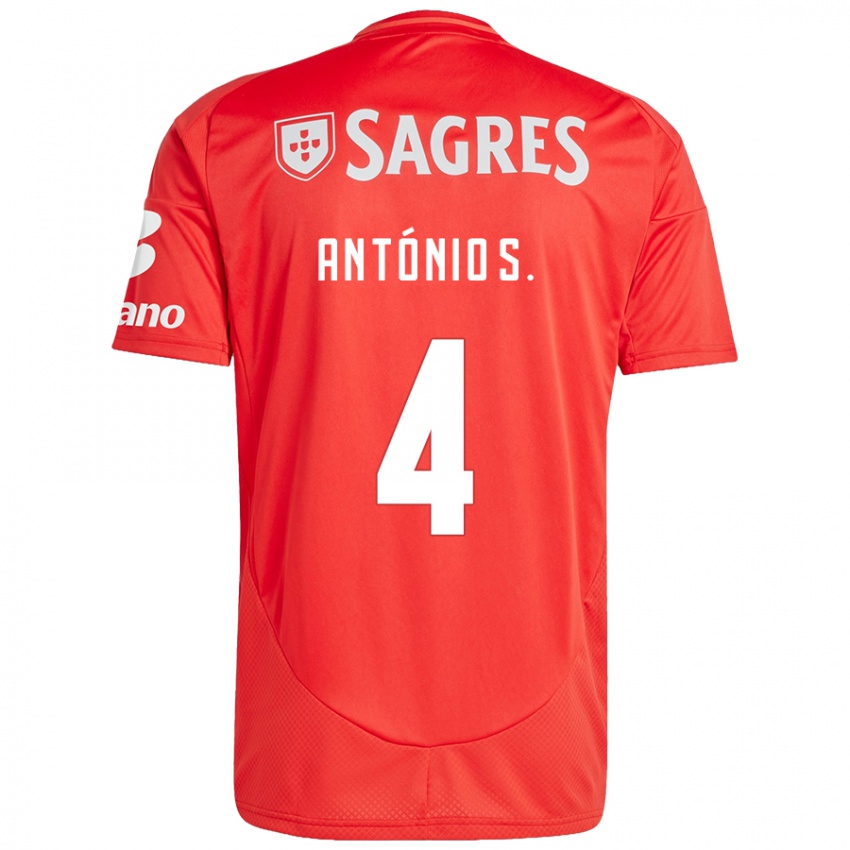 Bambino Maglia António Silva #4 Rosso Bianco Kit Gara Home 2024/25 Maglietta