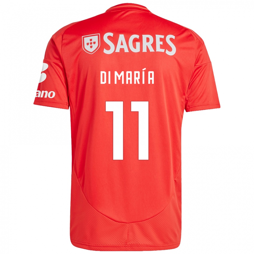 Bambino Maglia Angel Di Maria #11 Rosso Bianco Kit Gara Home 2024/25 Maglietta