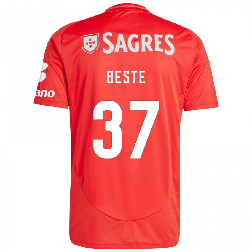 Bambino Maglia Jan-Niklas Beste #37 Rosso Bianco Kit Gara Home 2024/25 Maglietta