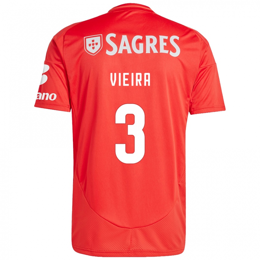 Bambino Maglia Miguel Vieira #3 Rosso Bianco Kit Gara Home 2024/25 Maglietta