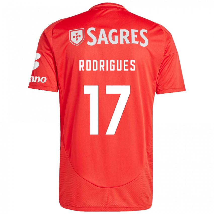 Bambino Maglia Tiago Rodrigues #17 Rosso Bianco Kit Gara Home 2024/25 Maglietta