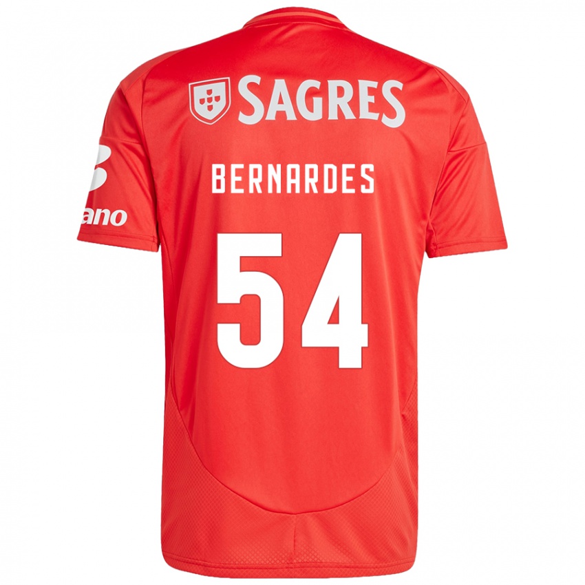 Bambino Maglia Bernardes #54 Rosso Bianco Kit Gara Home 2024/25 Maglietta