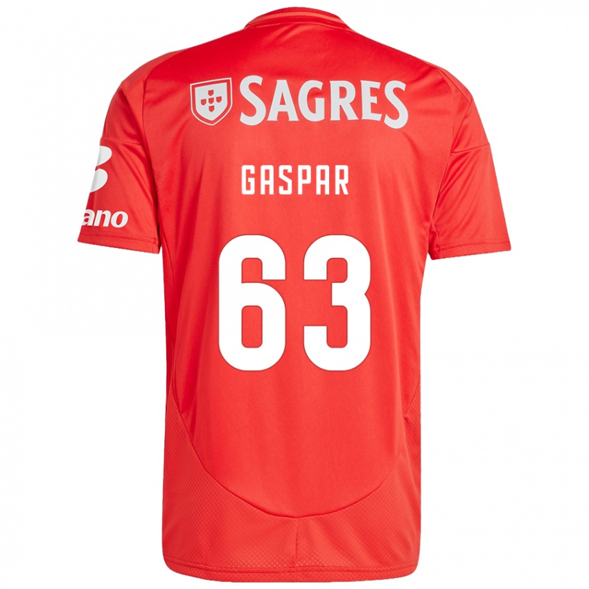 Bambino Maglia Guilherme Gaspar #63 Rosso Bianco Kit Gara Home 2024/25 Maglietta