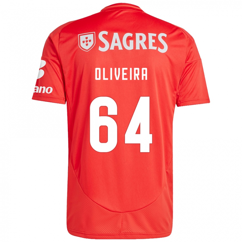 Bambino Maglia Gonçalo Oliveira #64 Rosso Bianco Kit Gara Home 2024/25 Maglietta