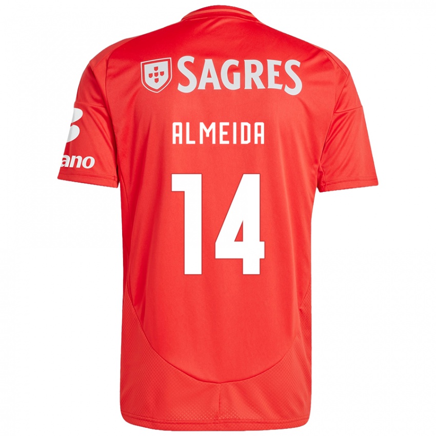 Bambino Maglia Letícia Almeida #14 Rosso Bianco Kit Gara Home 2024/25 Maglietta