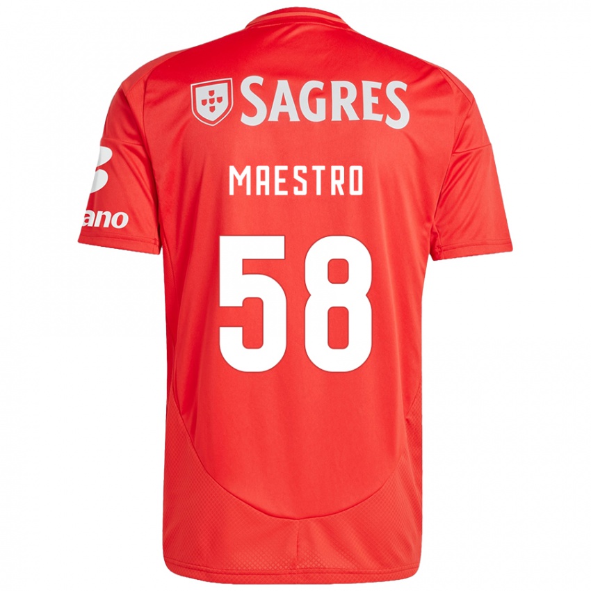 Bambino Maglia Maestro #58 Rosso Bianco Kit Gara Home 2024/25 Maglietta