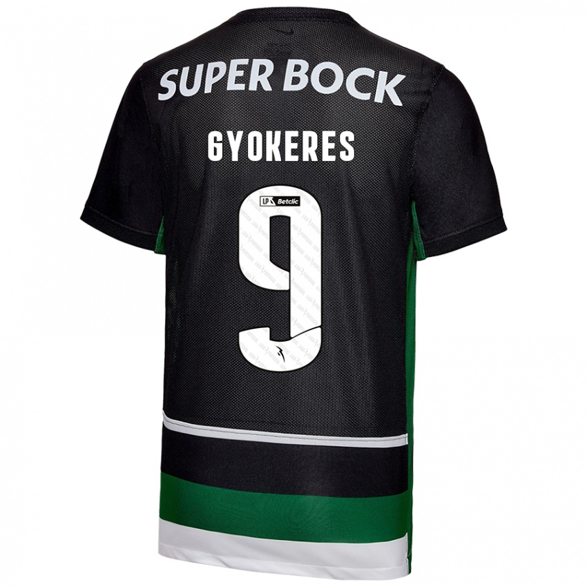 Bambino Maglia Viktor Gyökeres #9 Nero Bianco Verde Kit Gara Home 2024/25 Maglietta