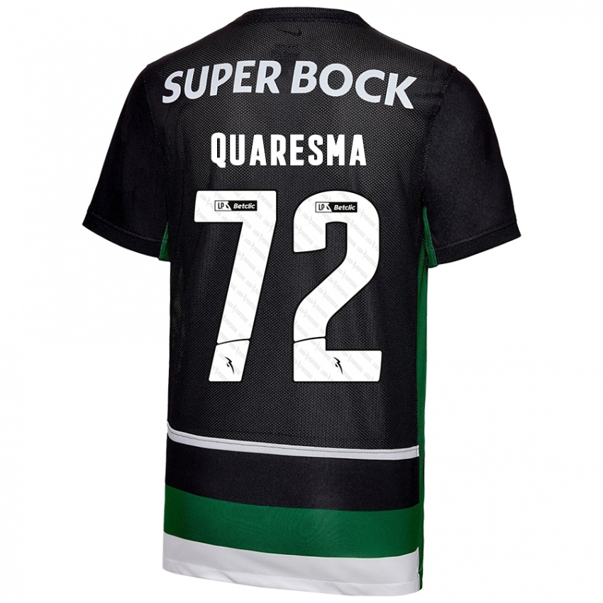 Bambino Maglia Eduardo Quaresma #72 Nero Bianco Verde Kit Gara Home 2024/25 Maglietta