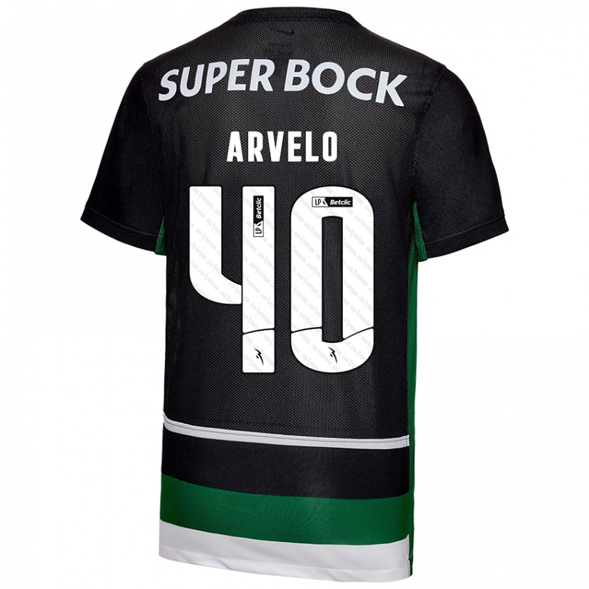 Bambino Maglia Adam Arvelo #40 Nero Bianco Verde Kit Gara Home 2024/25 Maglietta