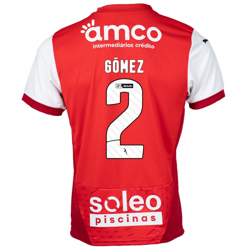 Bambino Maglia Víctor Gómez #2 Rosso Bianco Kit Gara Home 2024/25 Maglietta