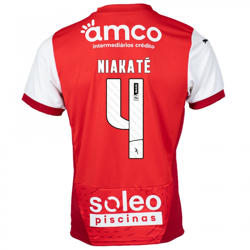 Bambino Maglia Sikou Niakaté #4 Rosso Bianco Kit Gara Home 2024/25 Maglietta