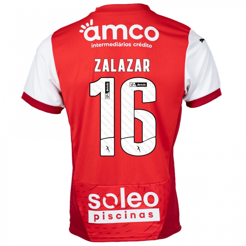 Bambino Maglia Rodrigo Zalazar #16 Rosso Bianco Kit Gara Home 2024/25 Maglietta