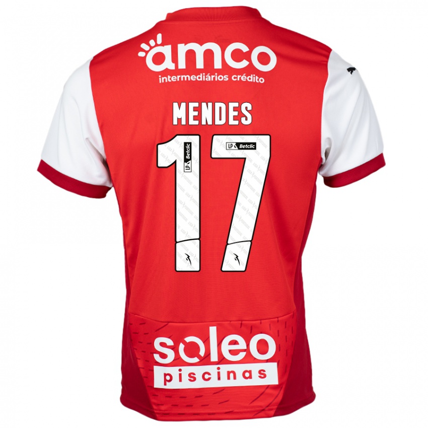 Bambino Maglia Joe Mendes #17 Rosso Bianco Kit Gara Home 2024/25 Maglietta