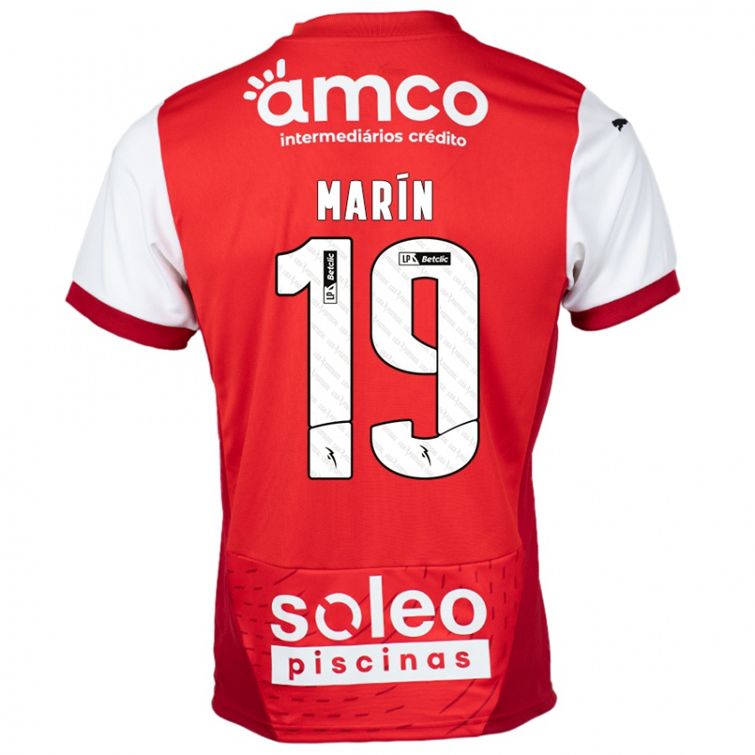 Bambino Maglia Adrián Marín #19 Rosso Bianco Kit Gara Home 2024/25 Maglietta