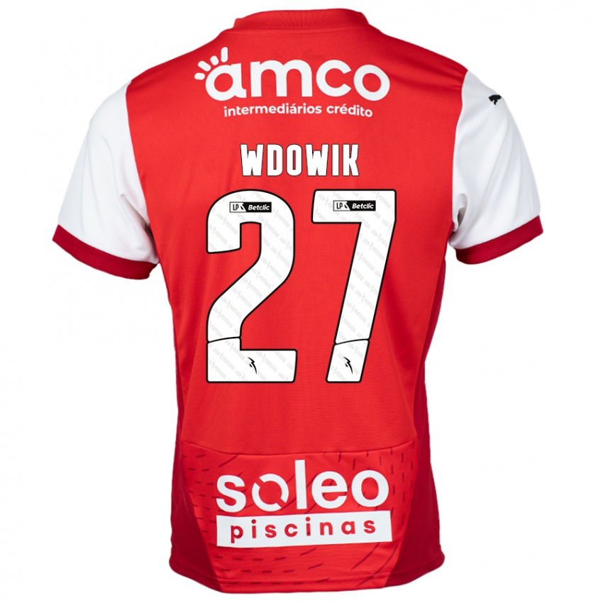 Bambino Maglia Bartlomiej Wdowik #27 Rosso Bianco Kit Gara Home 2024/25 Maglietta