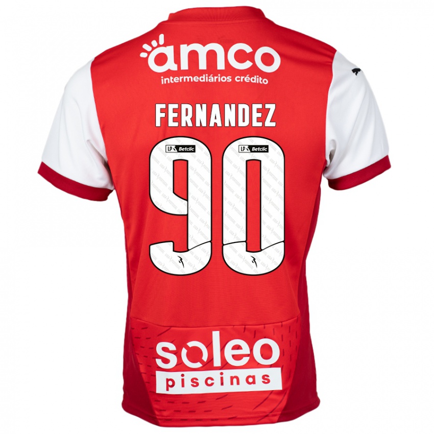 Bambino Maglia Roberto Fernández #90 Rosso Bianco Kit Gara Home 2024/25 Maglietta