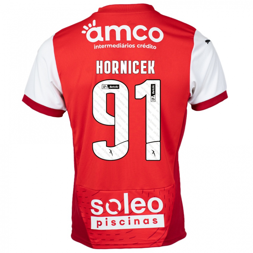 Bambino Maglia Lukas Hornicek #91 Rosso Bianco Kit Gara Home 2024/25 Maglietta