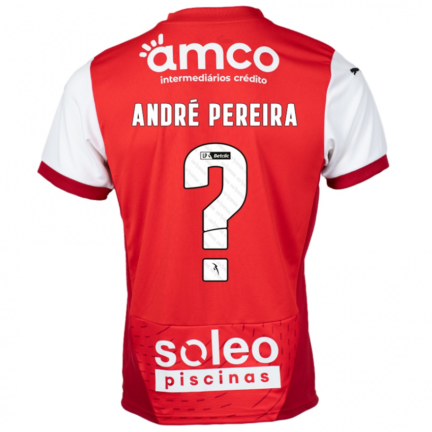 Bambino Maglia João André Pereira #0 Rosso Bianco Kit Gara Home 2024/25 Maglietta