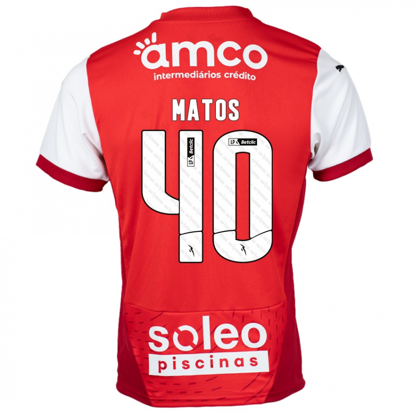 Bambino Maglia João Matos #40 Rosso Bianco Kit Gara Home 2024/25 Maglietta