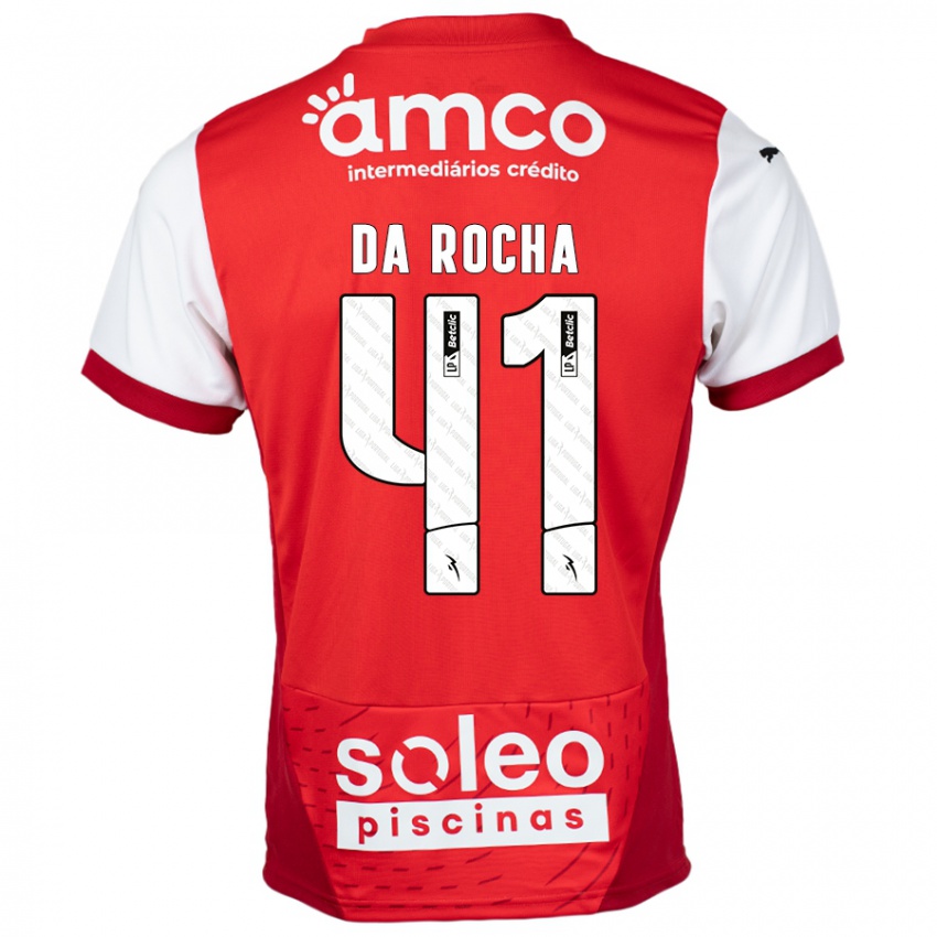 Bambino Maglia Yanis Da Rocha #41 Rosso Bianco Kit Gara Home 2024/25 Maglietta